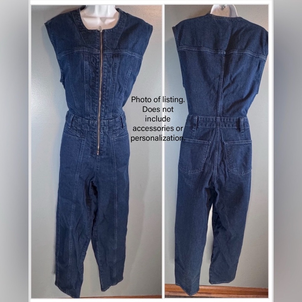 NWT Universal Thread Sleeveless Denim Jumpsuit Zip Front Coveralls Size 6 Blue - Picture 3 of 14